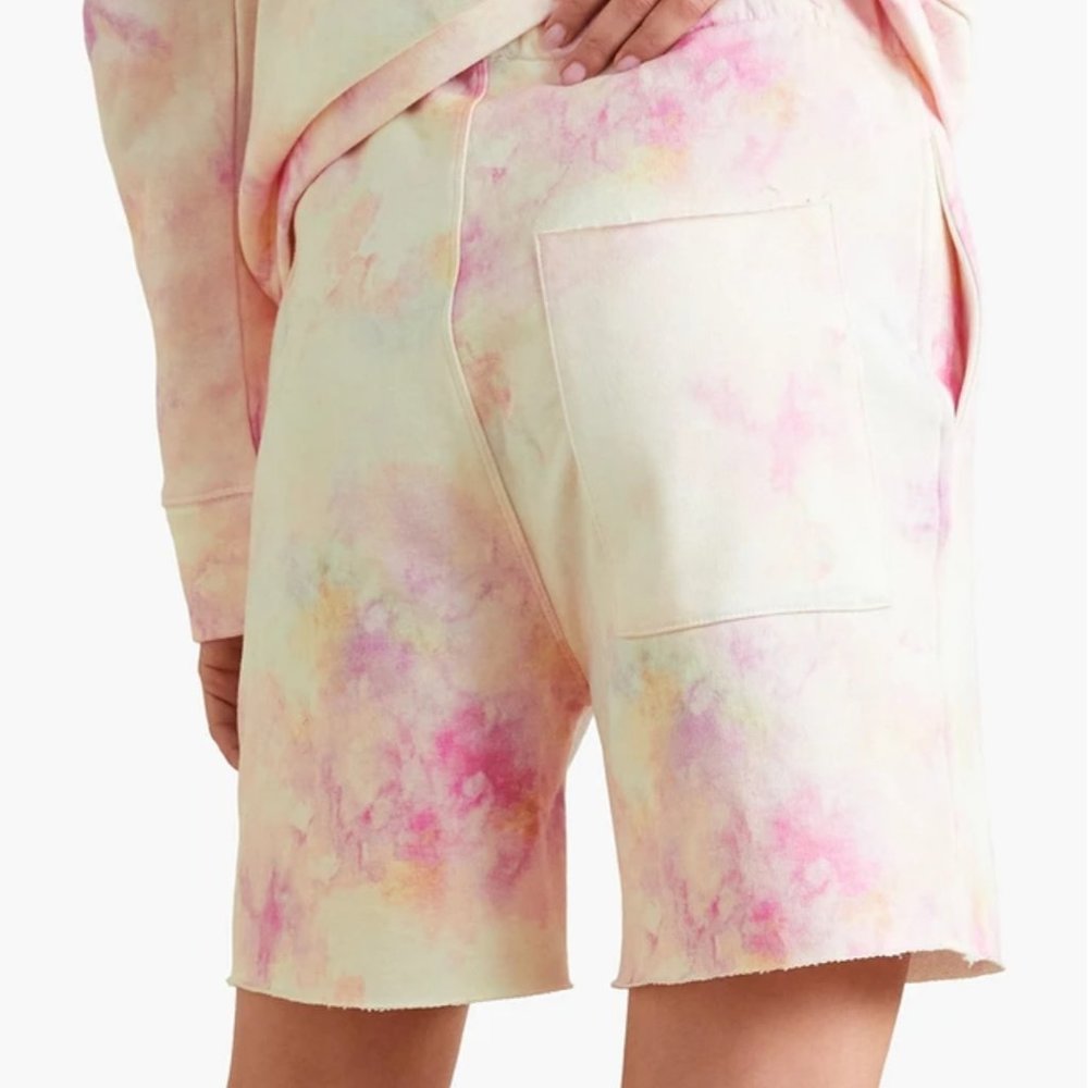 Frayed tie-dyed cotton-jersey shorts - Picture 2 of 4